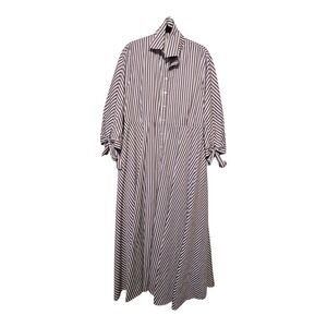 Dainty Jewells Modest Striped Maxi Dress Women's XXL Purple White Full Skirt